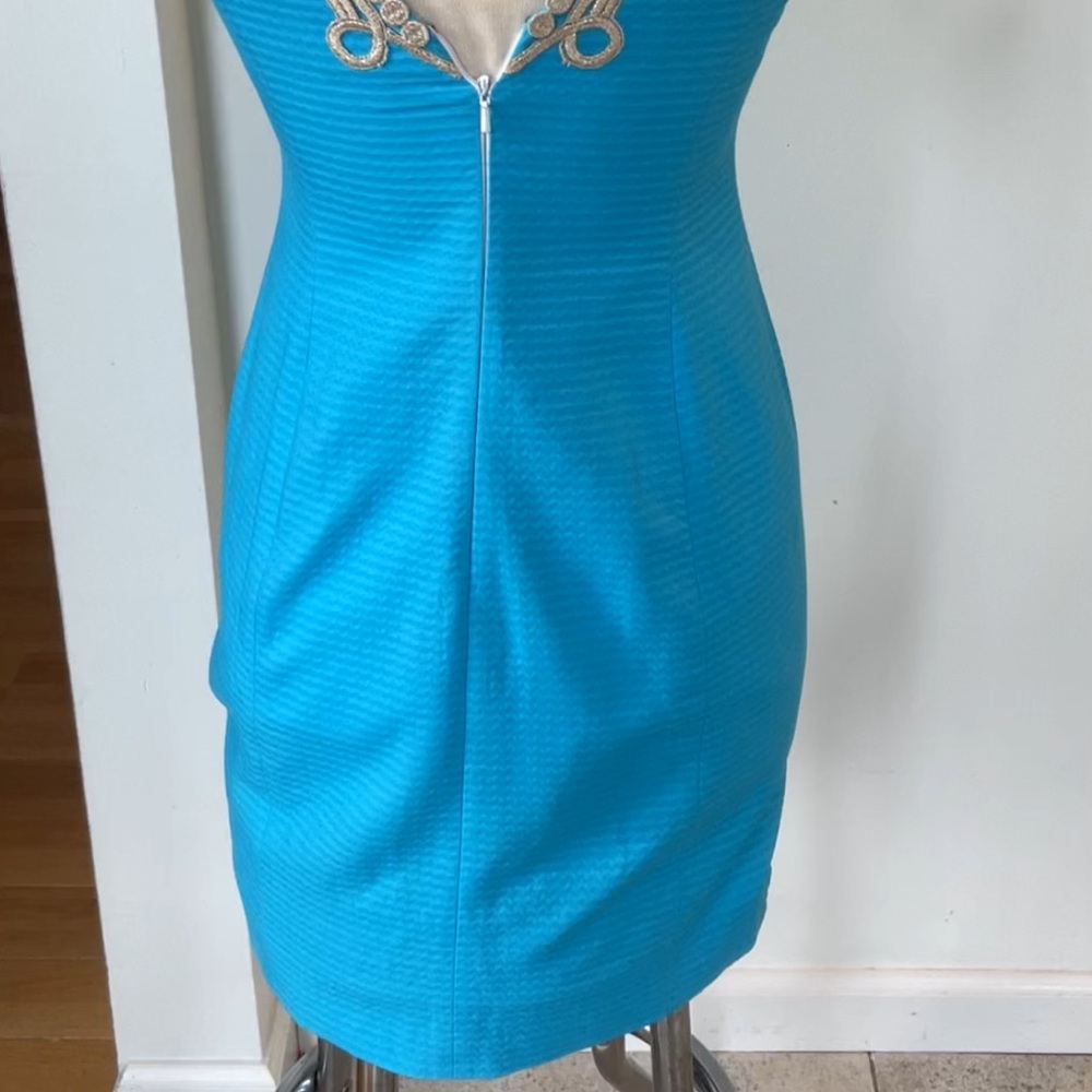 Lilly Pulitzer Turquoise Dress with Gold Accents - Picture 5 of 10